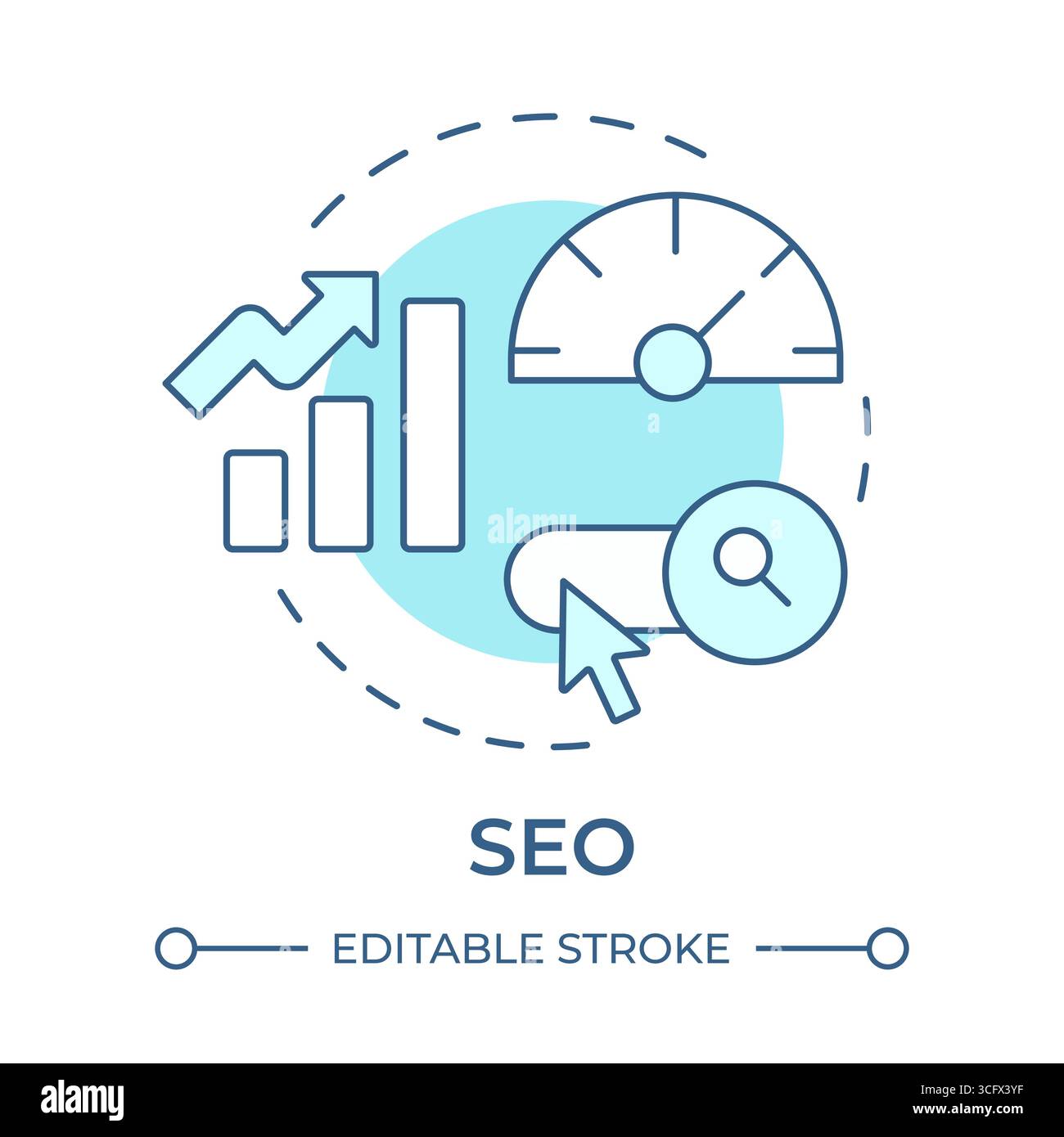 SEO soft blue concept icon Stock Vector