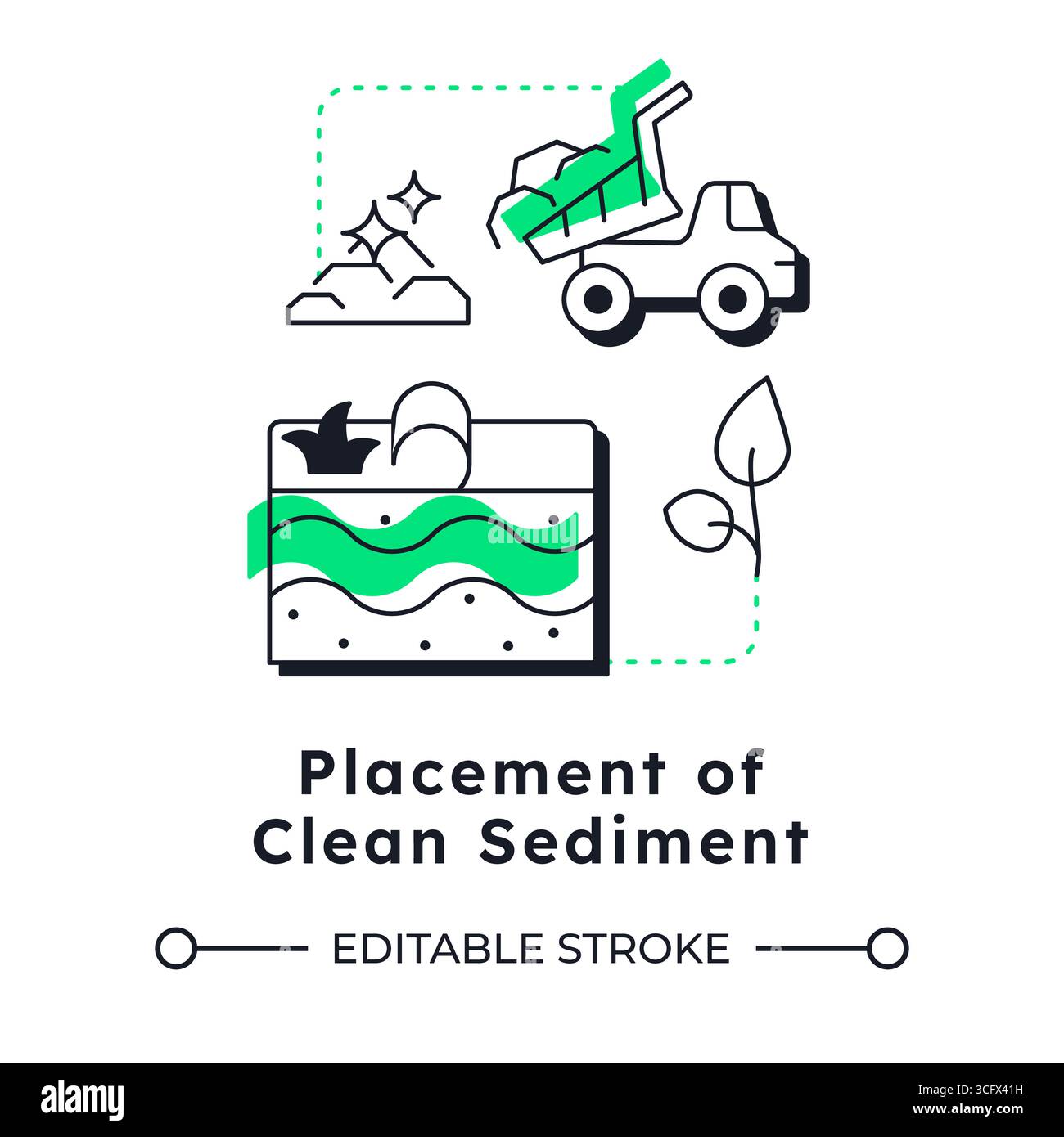Placement of clean sediment modern linear concept icon Stock Vector ...