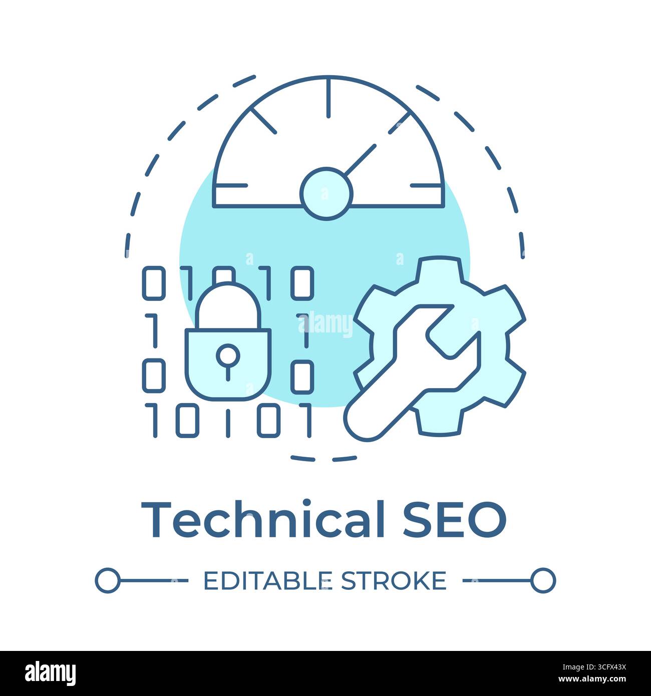 Technical seo soft blue concept icon Stock Vector