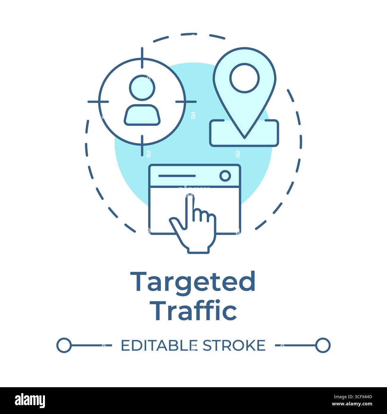Targeted traffic soft blue concept icon Stock Vector