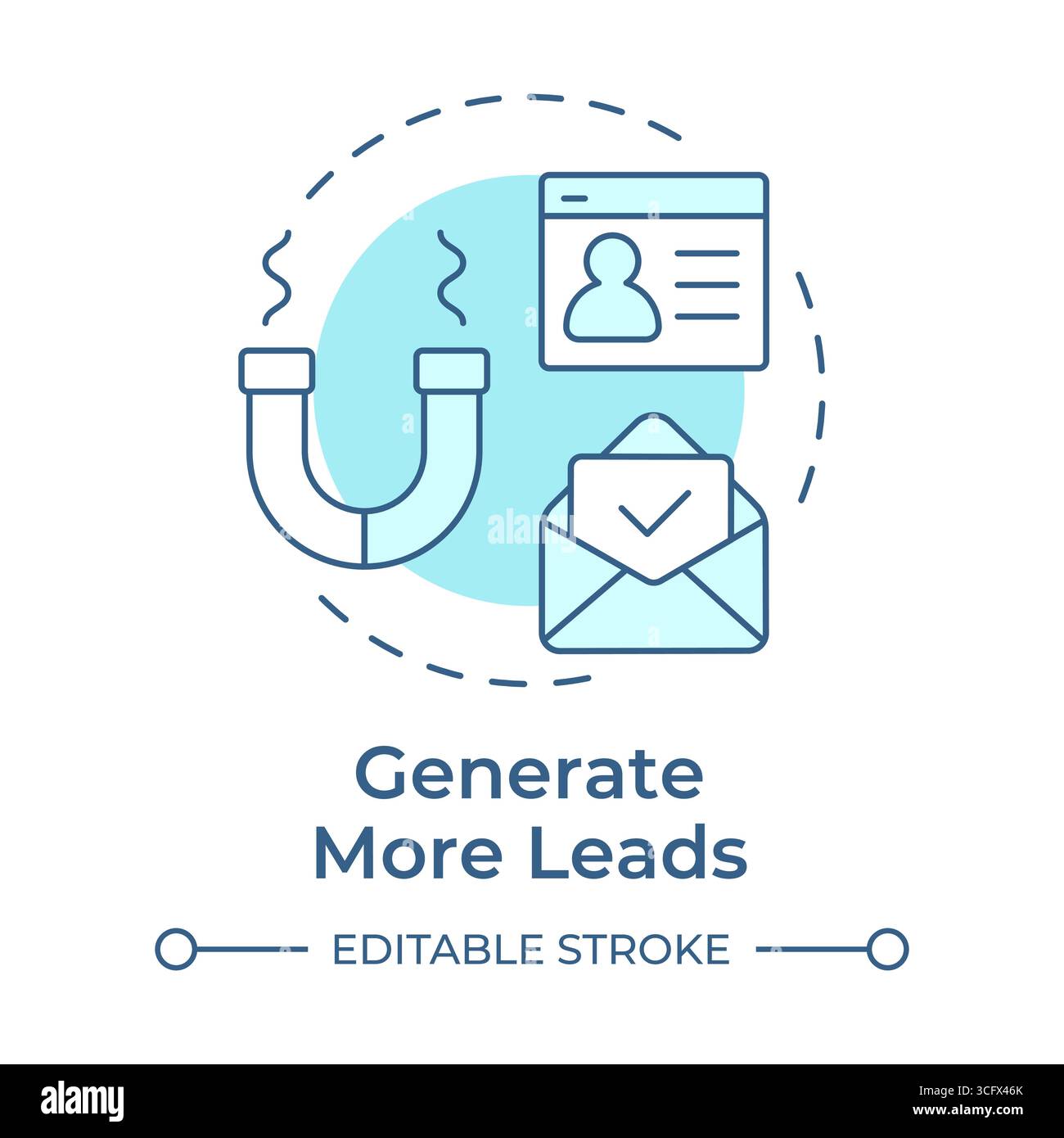 Generate more leads soft blue concept icon Stock Vector