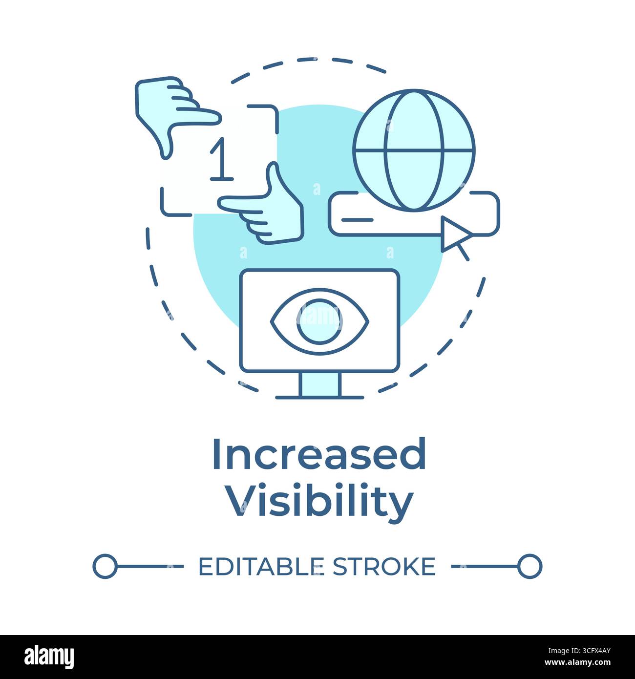 Increased visibility soft blue concept icon Stock Vector