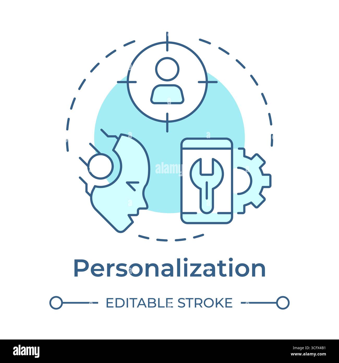 Personalization soft blue concept icon Stock Vector