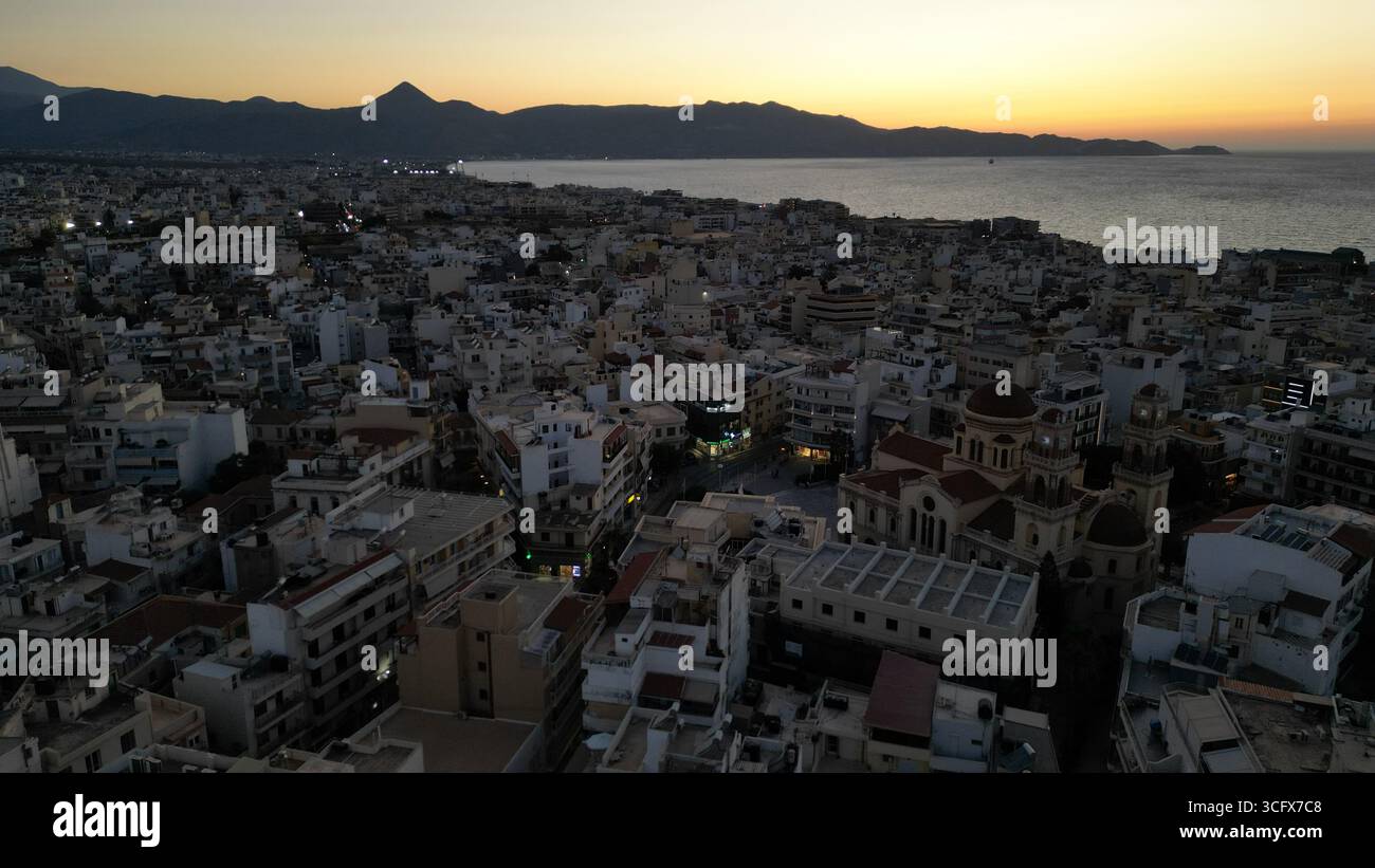 Heraklion City aerial cityscape crete island - Stock Image