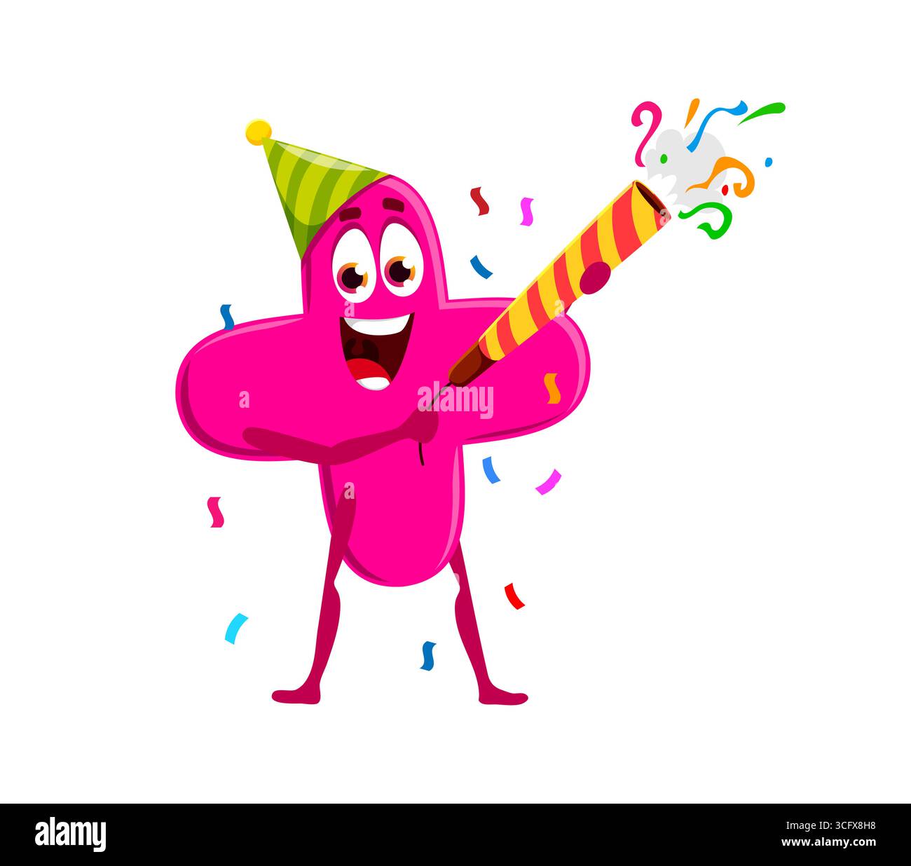 Cartoon math plus symbol character birthday holiday celebration. Vector ...