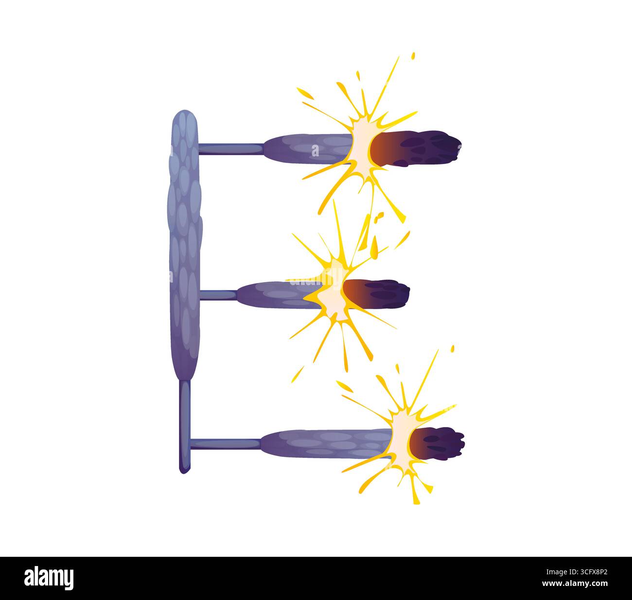 Cartoon letter E circus font as sparklers with sparks, retro carnival ...