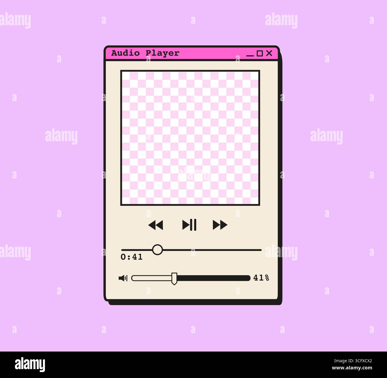 Retro vaporwave audio player window with pink checkered screen and UI ...