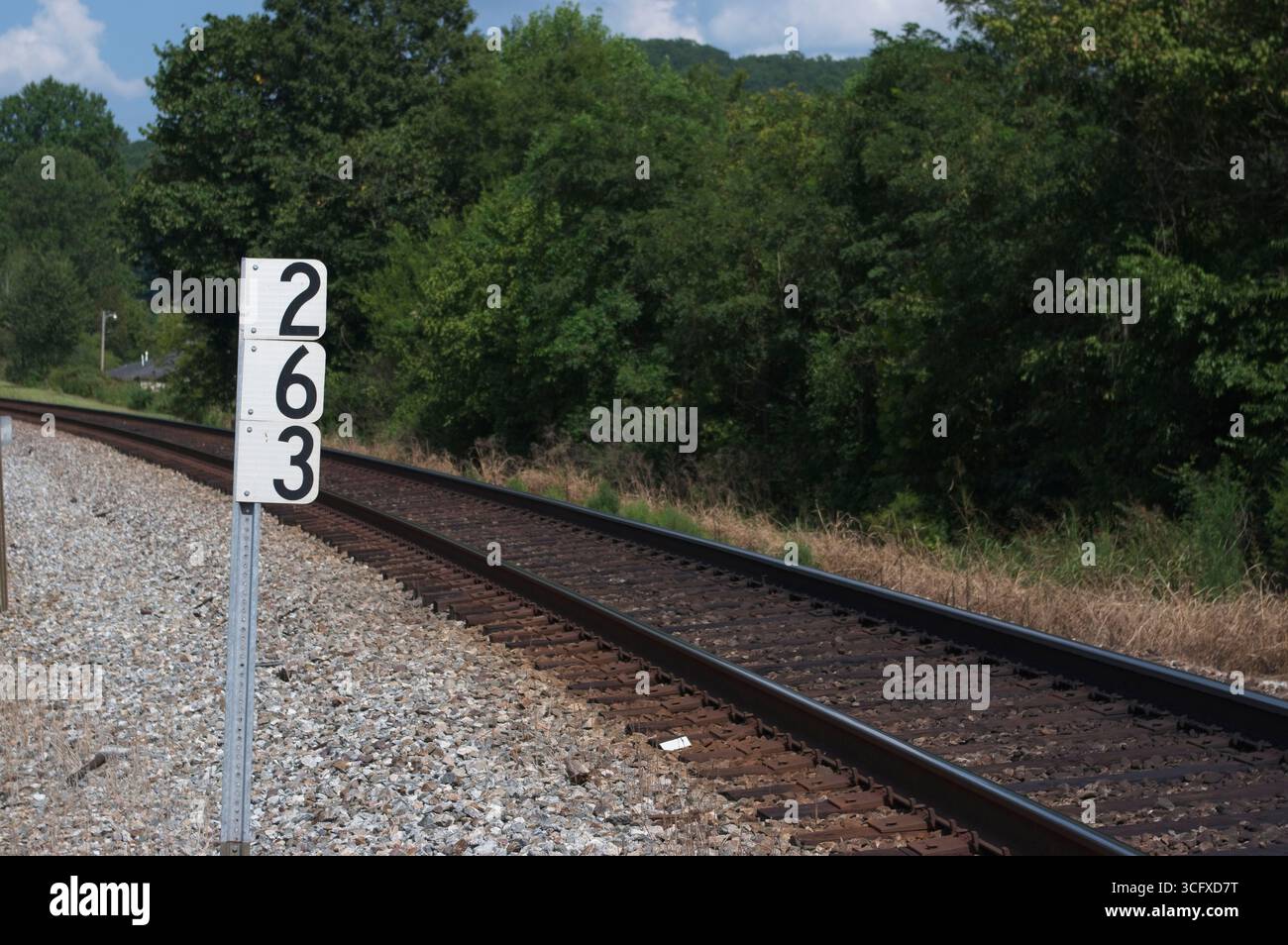 Mile post 263 along railroad Stock Photo