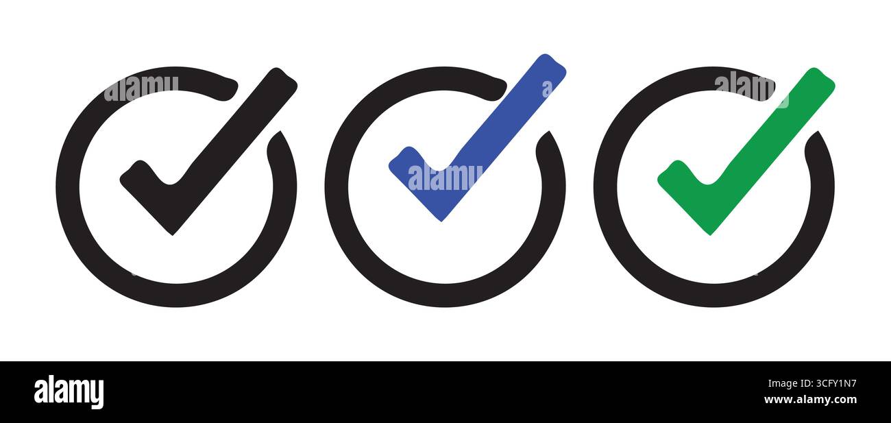 Simple Checkbox Icons in Various Colors for User Interface vector illustration Stock Vector