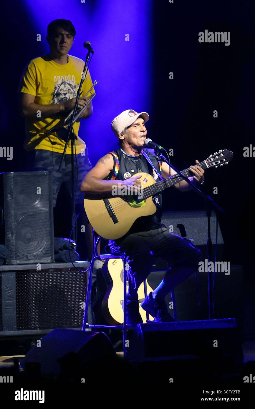 In the photo Manu Chao enchanted the audience of Bagheria Stock Photo
