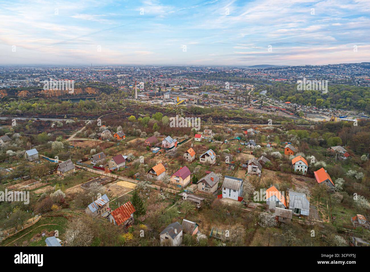 Aerial panoramic view of a rural village with houses Stock Photo - Alamy