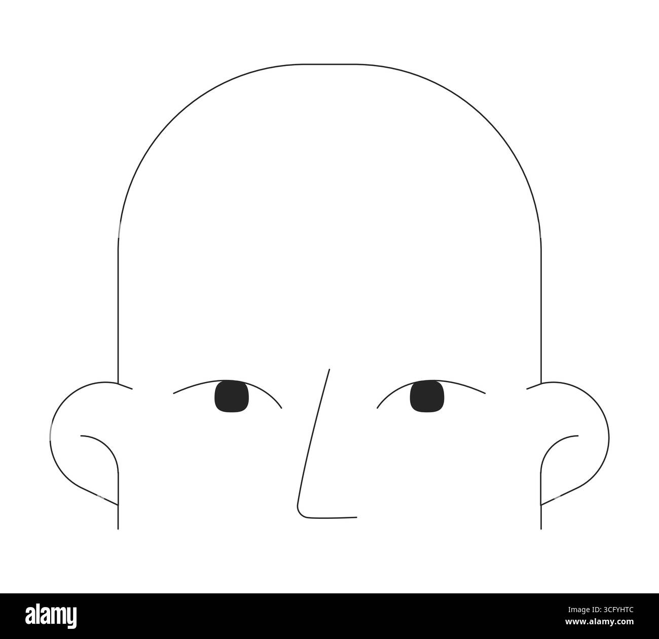Minimalist bald head line drawing 2D object Stock Vector