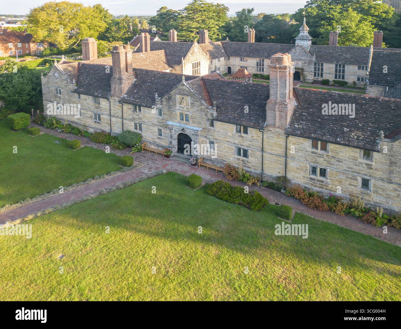aerial view of the grade 1 listed sackville college alms houses in east grinstead   in west sussex Stock Photo