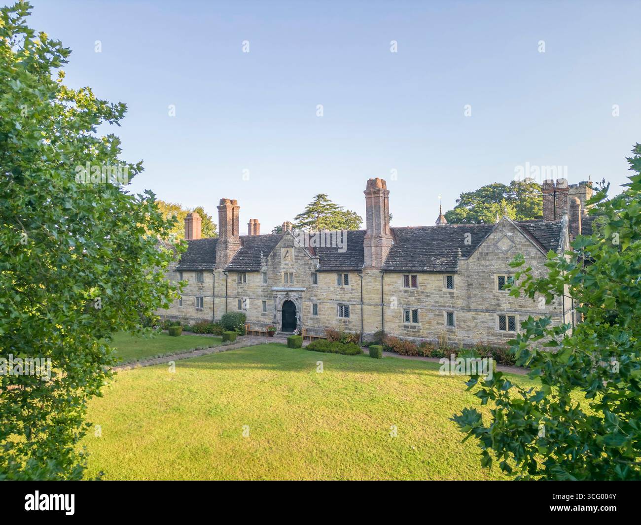 aerial view of the grade 1 listed sackville college alms houses in east grinstead   in west sussex Stock Photo