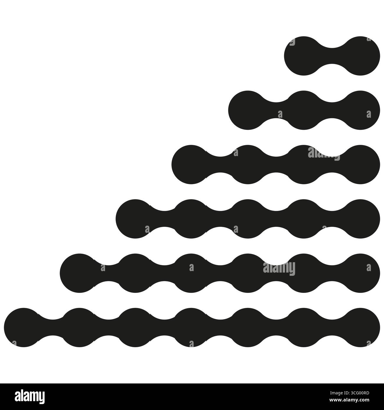 Black circles pattern. Wavy line vector. Abstract geometric illustration. Rounded shapes background. EPS 10. Stock Vector