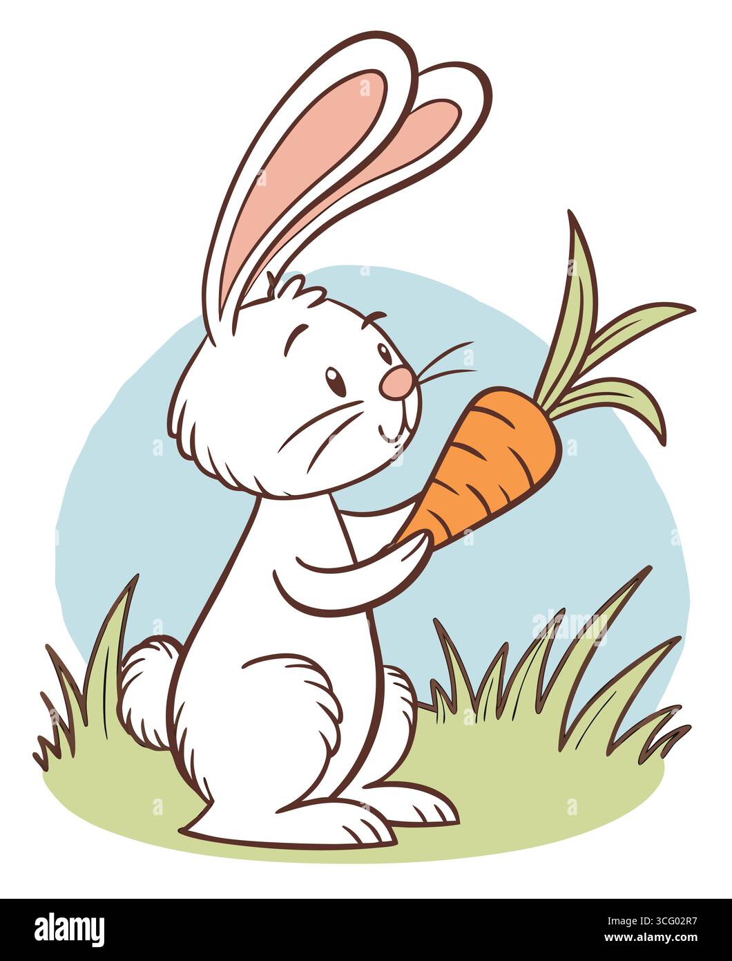 Cute Cartoon Bunny Holding Carrot Illustration Stock Vector Image & Art ...