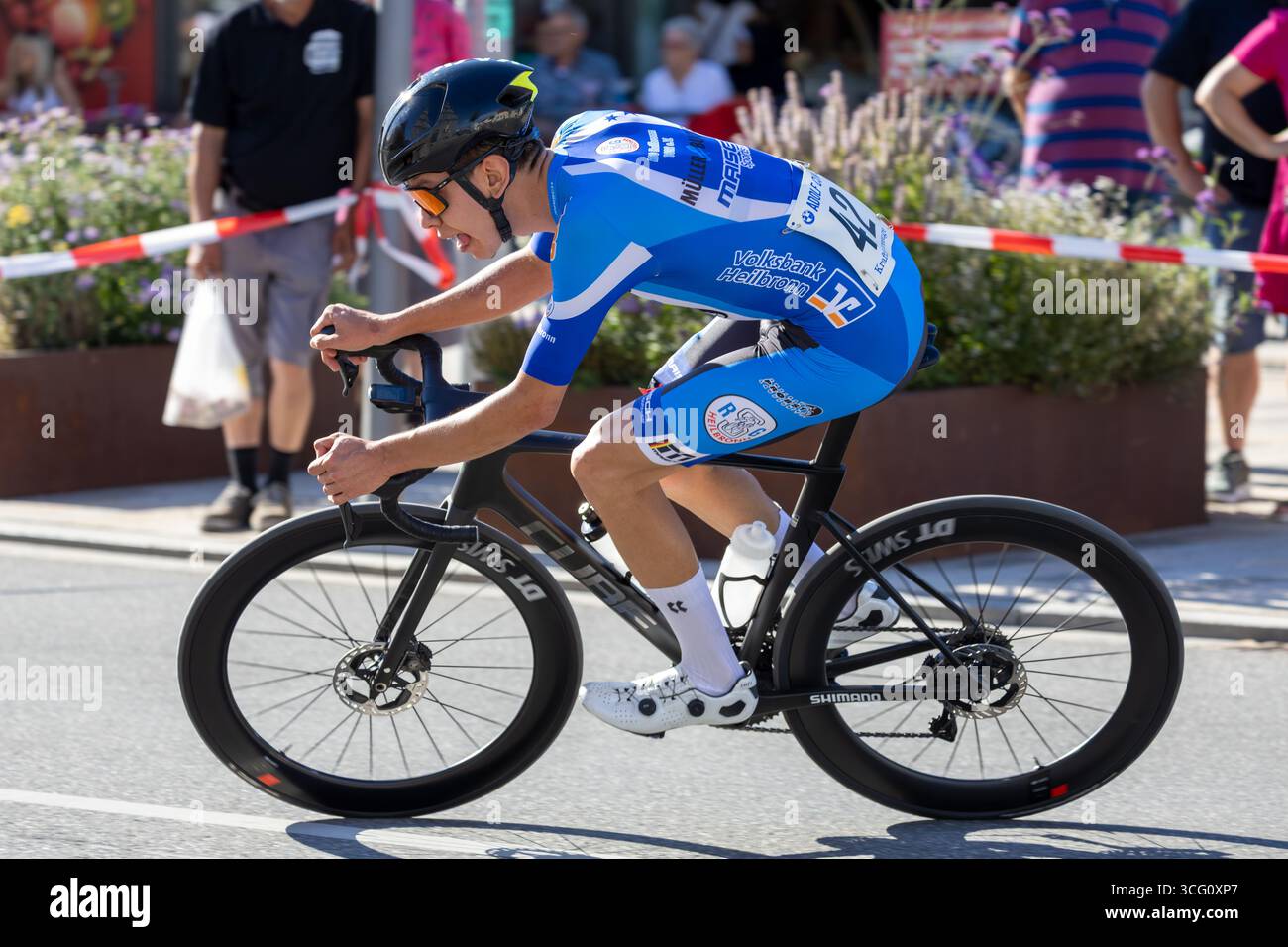 42. Kerwe-Radrennen in Mutterstadt, Pfalz. Preis der Gemeinde & Sparkasse Vorderpfalz***Bild: Sieger Fabio Neuffer (RG Heilbronn) Stock Photo