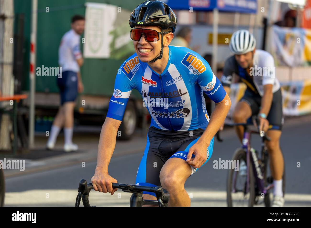 42. Kerwe-Radrennen in Mutterstadt, Pfalz. Preis der Gemeinde & Sparkasse Vorderpfalz***Bild: Sieger Fabio Neuffer (RG Heilbronn) Stock Photo