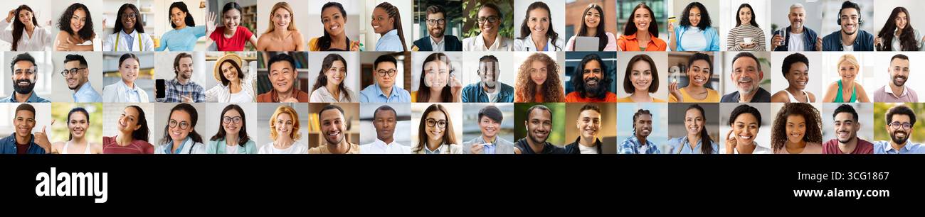 Diverse and happy faces representing different cultures in a vibrant ...