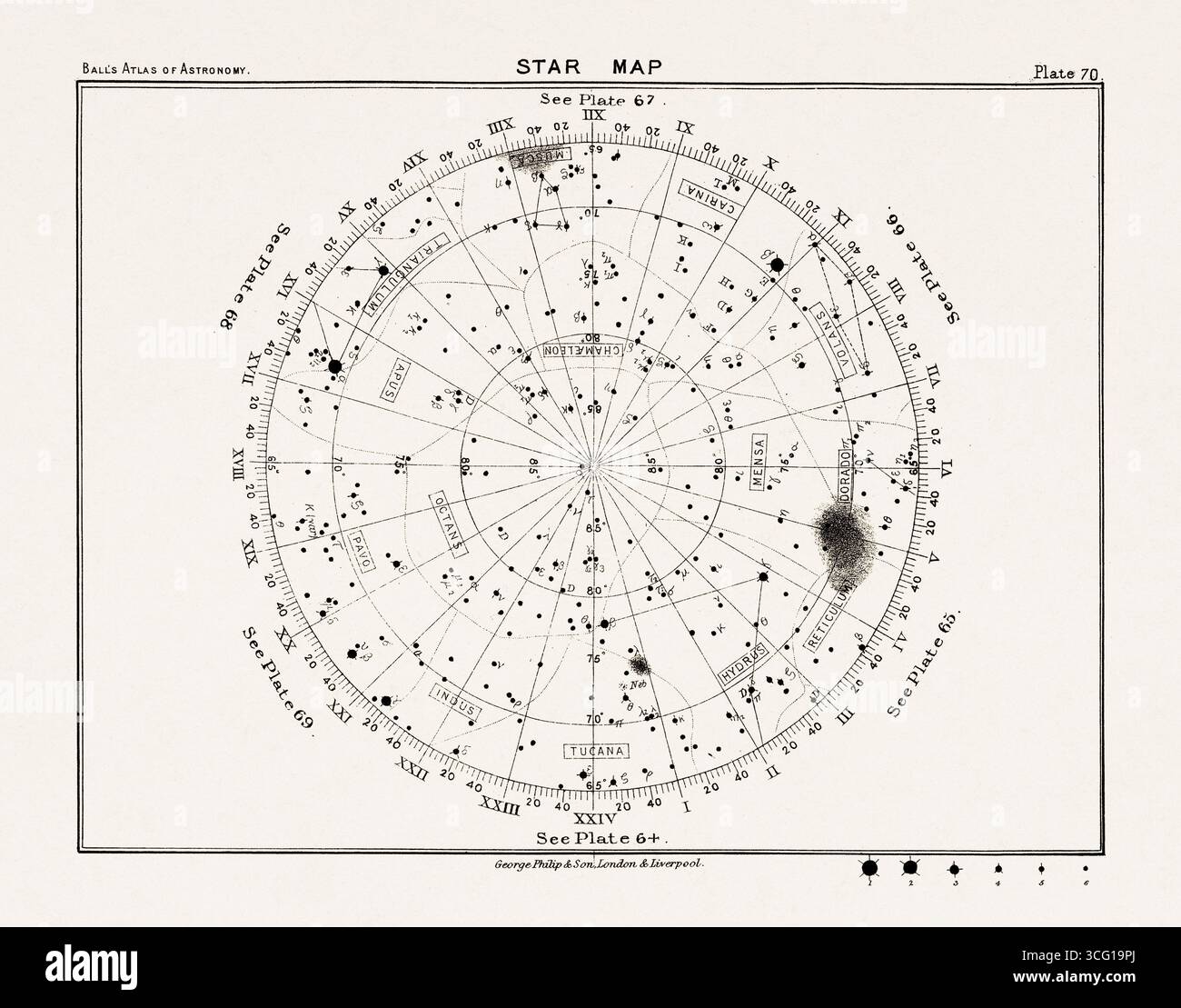 Antique Star map, astronomy illustration from a book on celestial ...