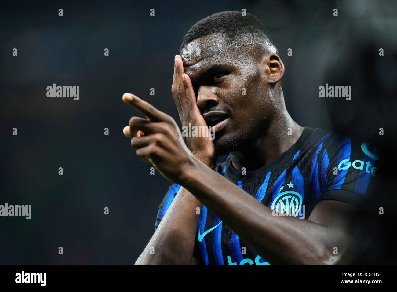 Inter Milan's Ange Yoan Bonny celebrates scoring his side's 5th goal ...