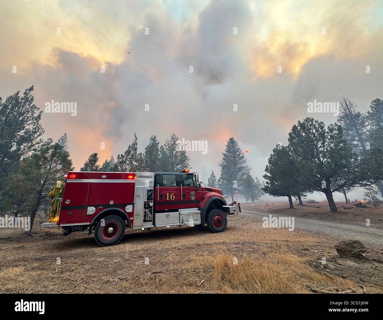 This photo provided by Deschutes County Sheriff's Office shows crews ...
