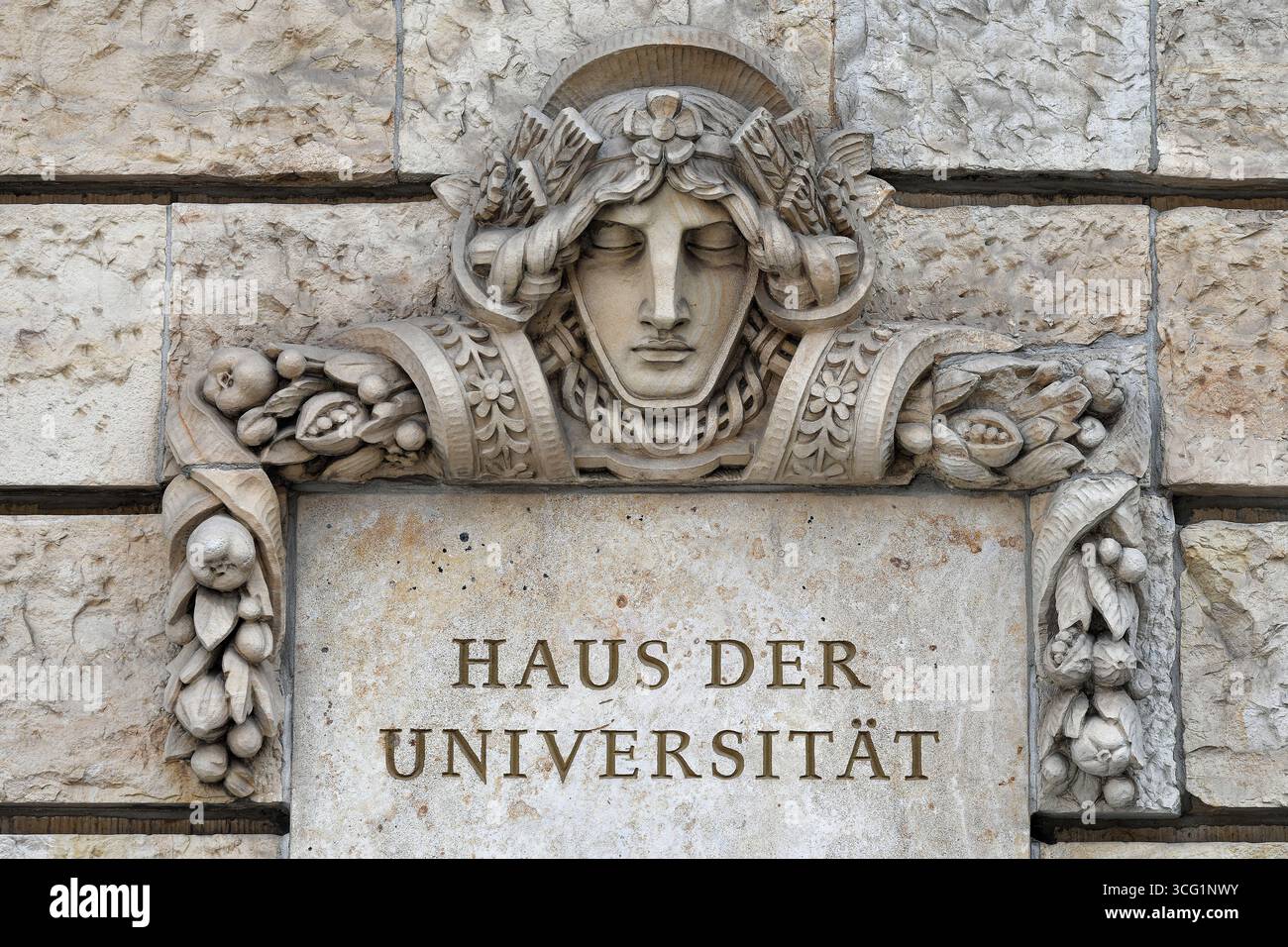 Information board at the University House, Germany, North Rhine-Westphalia, Lower Rhine, Dusseldorf Stock Photo