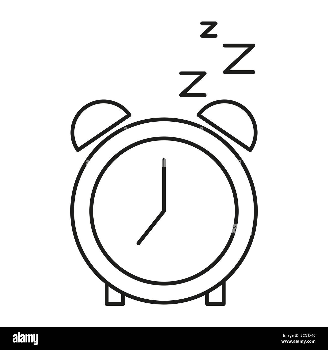 Alarm clock icon. Sleeping time symbol. Simple watch illustration. Vector object drawing. Stock Vector