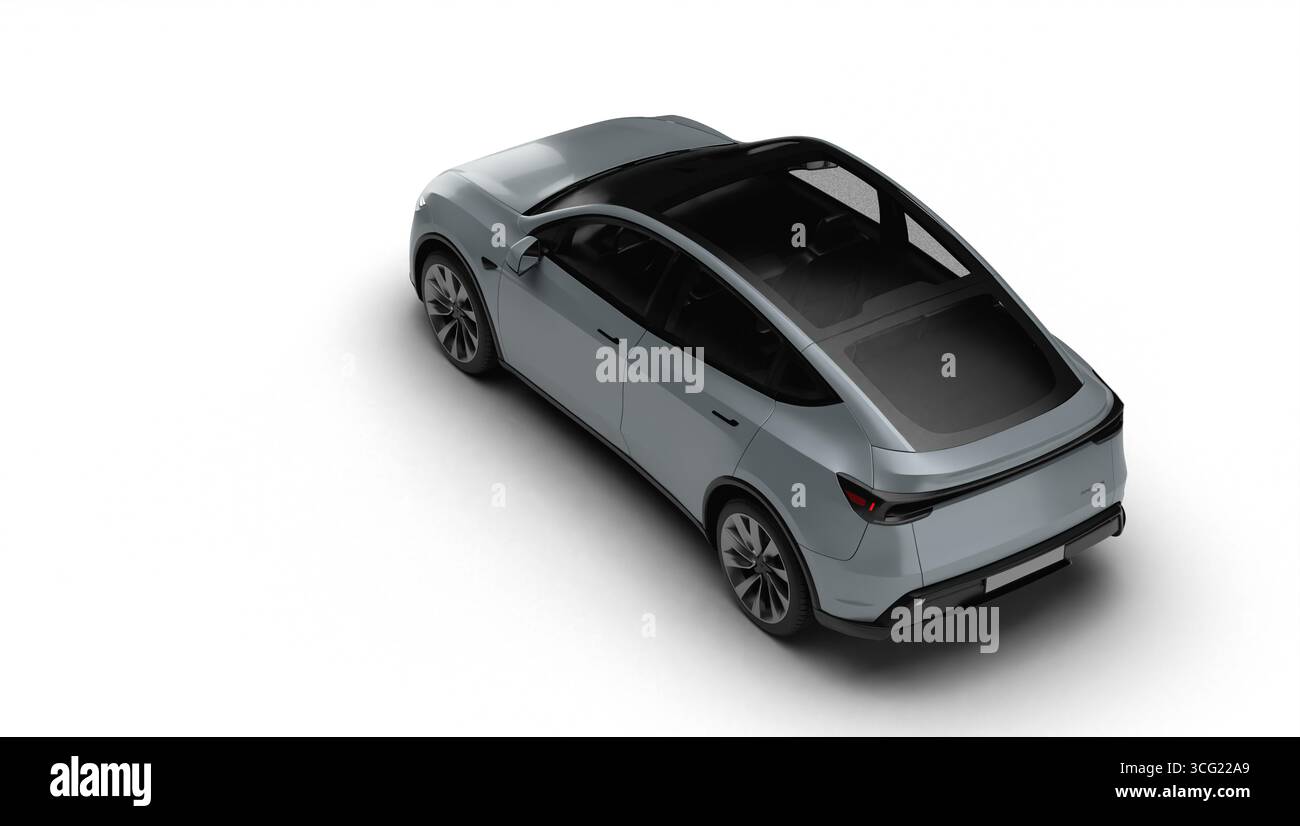 Izmir, Turkey - Aug 25 2025: Realistic 3D render of a gray 2025 Tesla ...