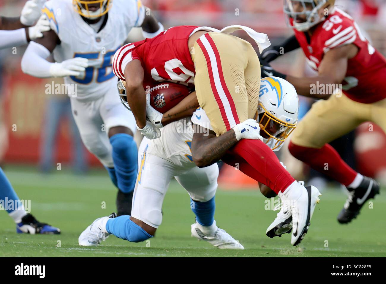Los Angeles Chargers cornerback Nikko Reed (46) tackles San Francisco ...