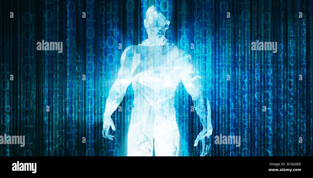 Human Integration with Technology as Transhumanism Concept Stock Photo
