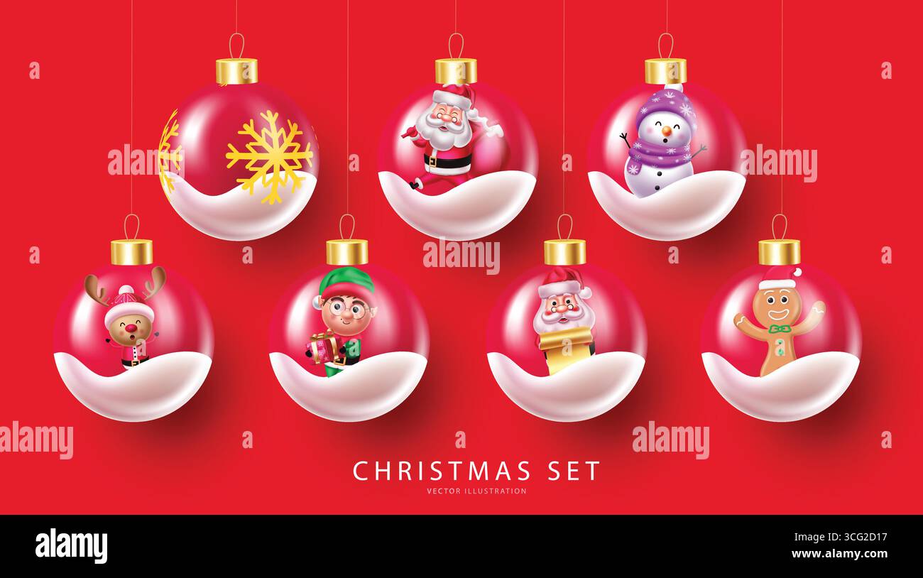 Christmas set decorations 3d Stock Vector Images - Alamy