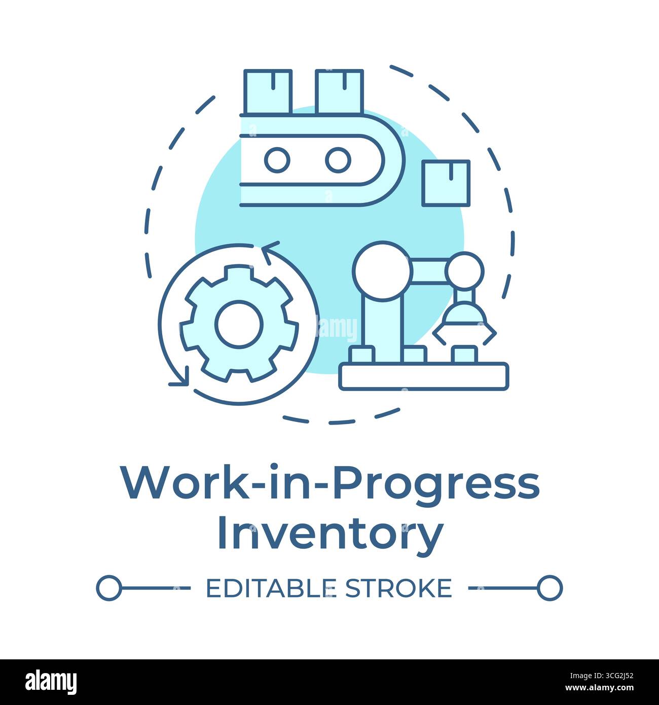 Work in progress inventory soft blue concept icon Stock Vector Image ...