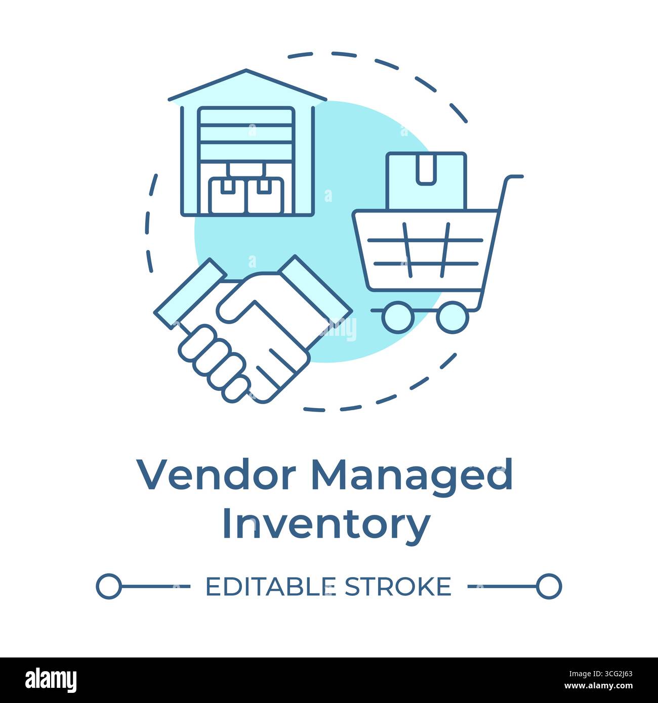 Vendor managed inventory soft blue concept icon Stock Vector