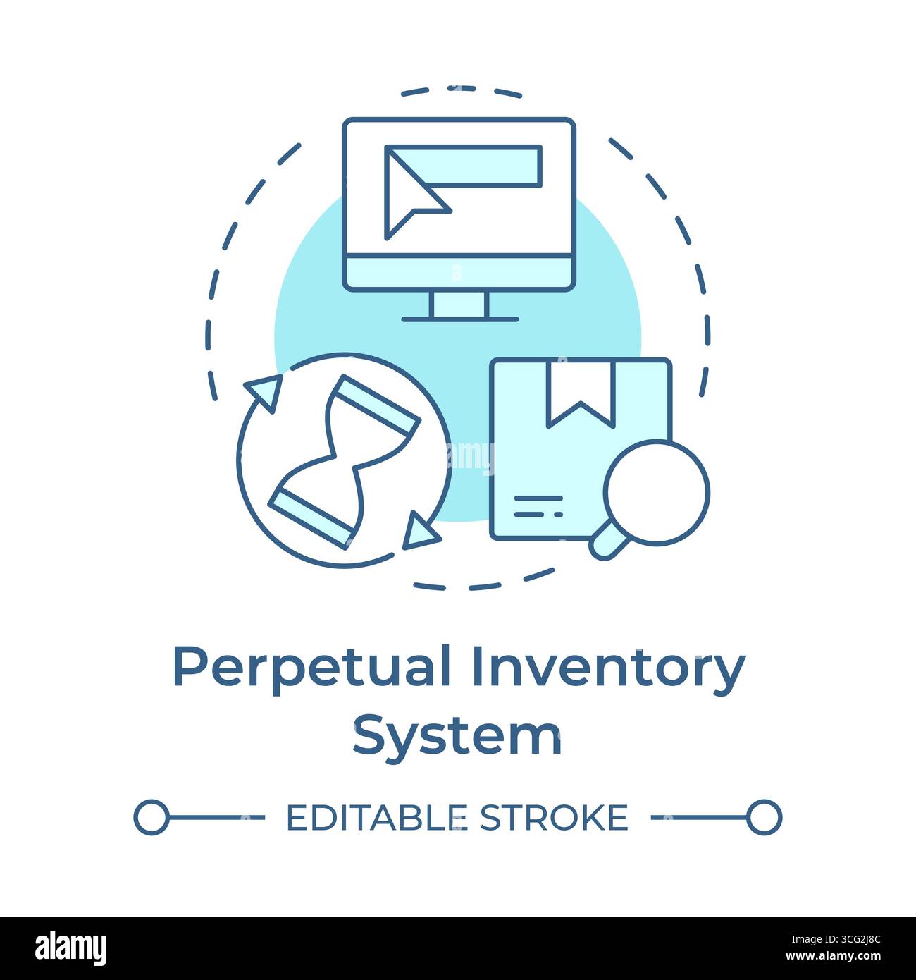Perpetual inventory system soft blue concept icon Stock Vector