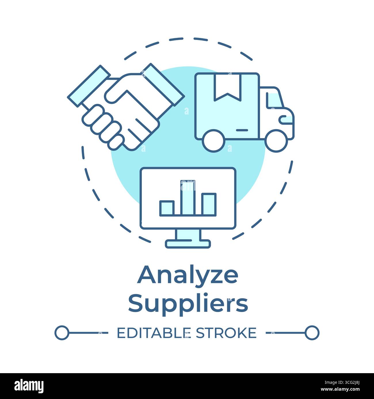 Analyze suppliers soft blue concept icon Stock Vector
