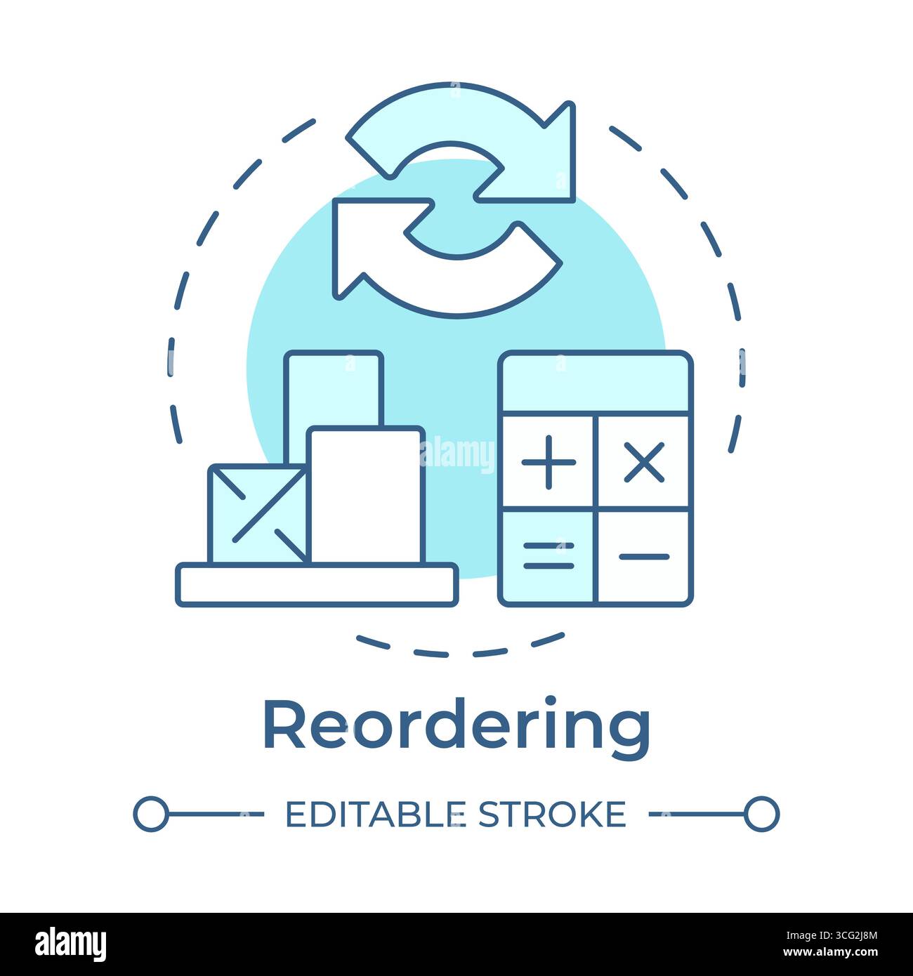 Reordering soft blue concept icon Stock Vector