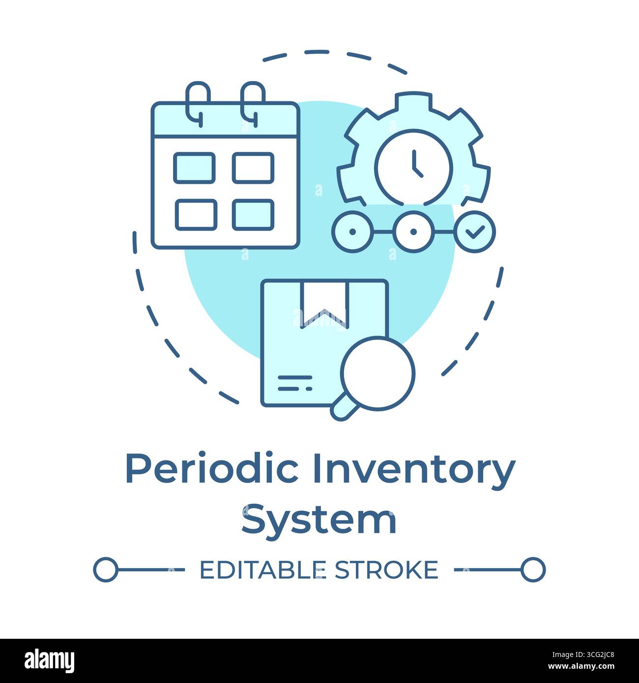 Periodic inventory system soft blue concept icon Stock Vector