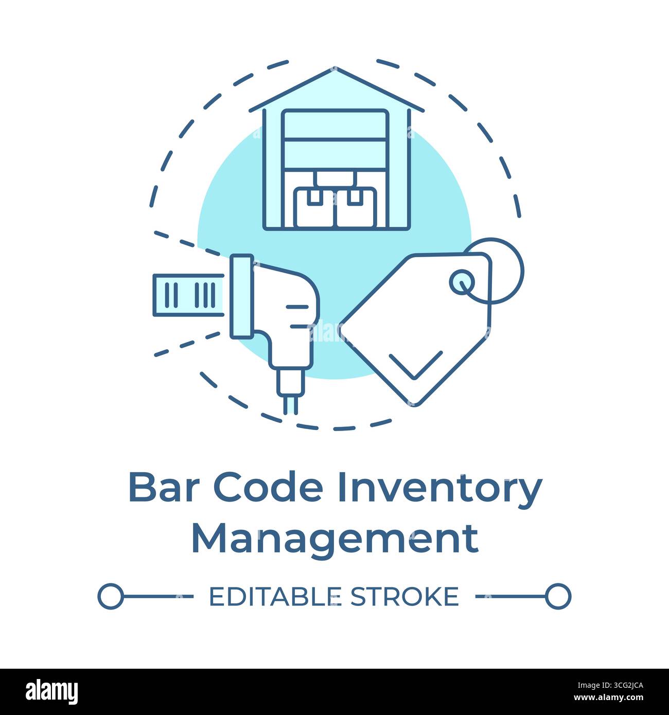Barcode inventory management soft blue concept icon Stock Vector