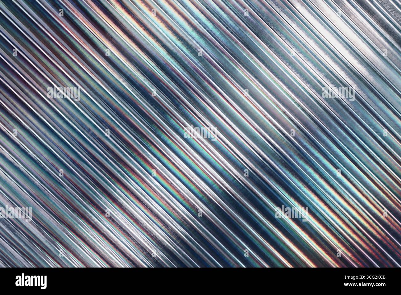 Iridescent dark gradient ribbed glass background, horizontal abstract texture Stock Photo
