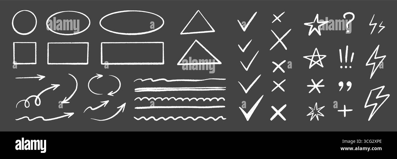 Line mark icon pack. Pencil crayon arrows, cross sign, text quote ...