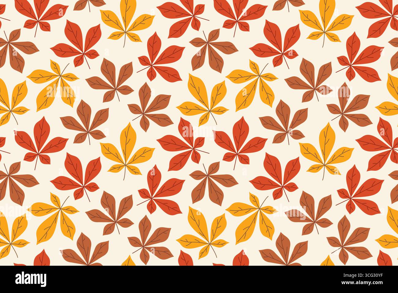 seamless pattern with chestnut leaves; autumn background - vector illustration Stock Vector