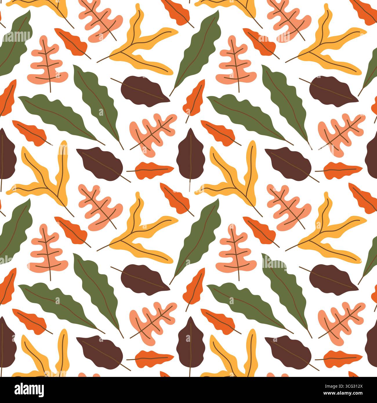 seamless pattern with autumn colorful leaves - vector illustration Stock Vector