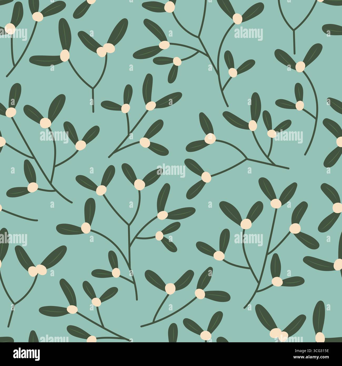 mistletoe twigs christmas seamless pattern- vector illustration Stock Vector