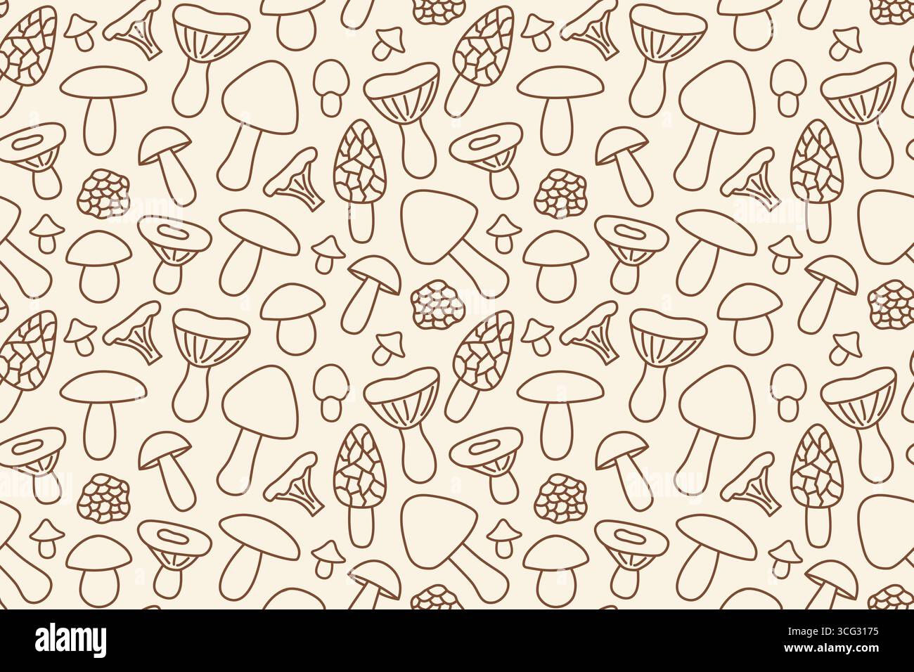 seamless pattern with different mushrooms; autumn background - vector illustration Stock Vector