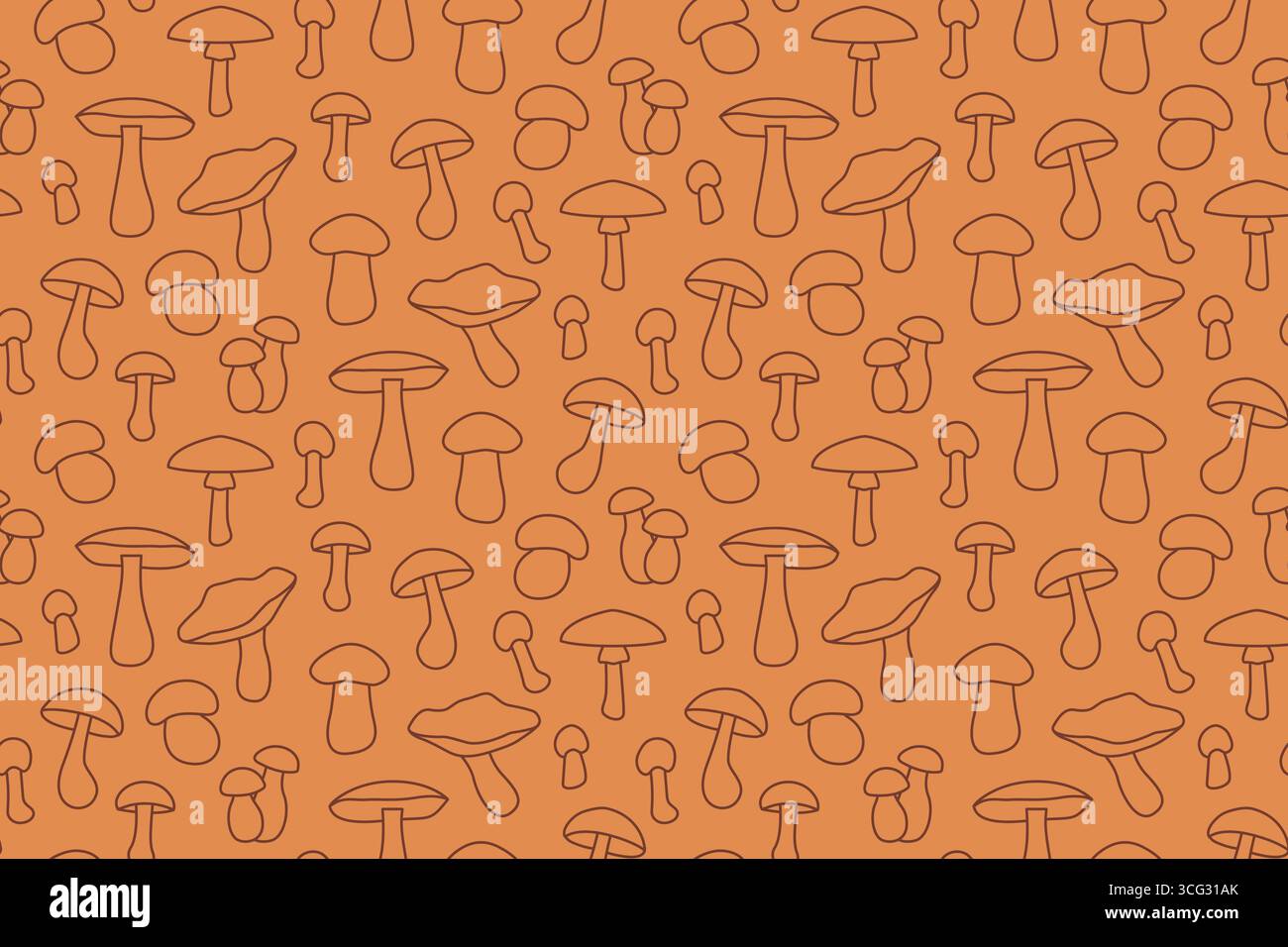 seamless autumn pattern with different mushrooms - vector illustration Stock Vector