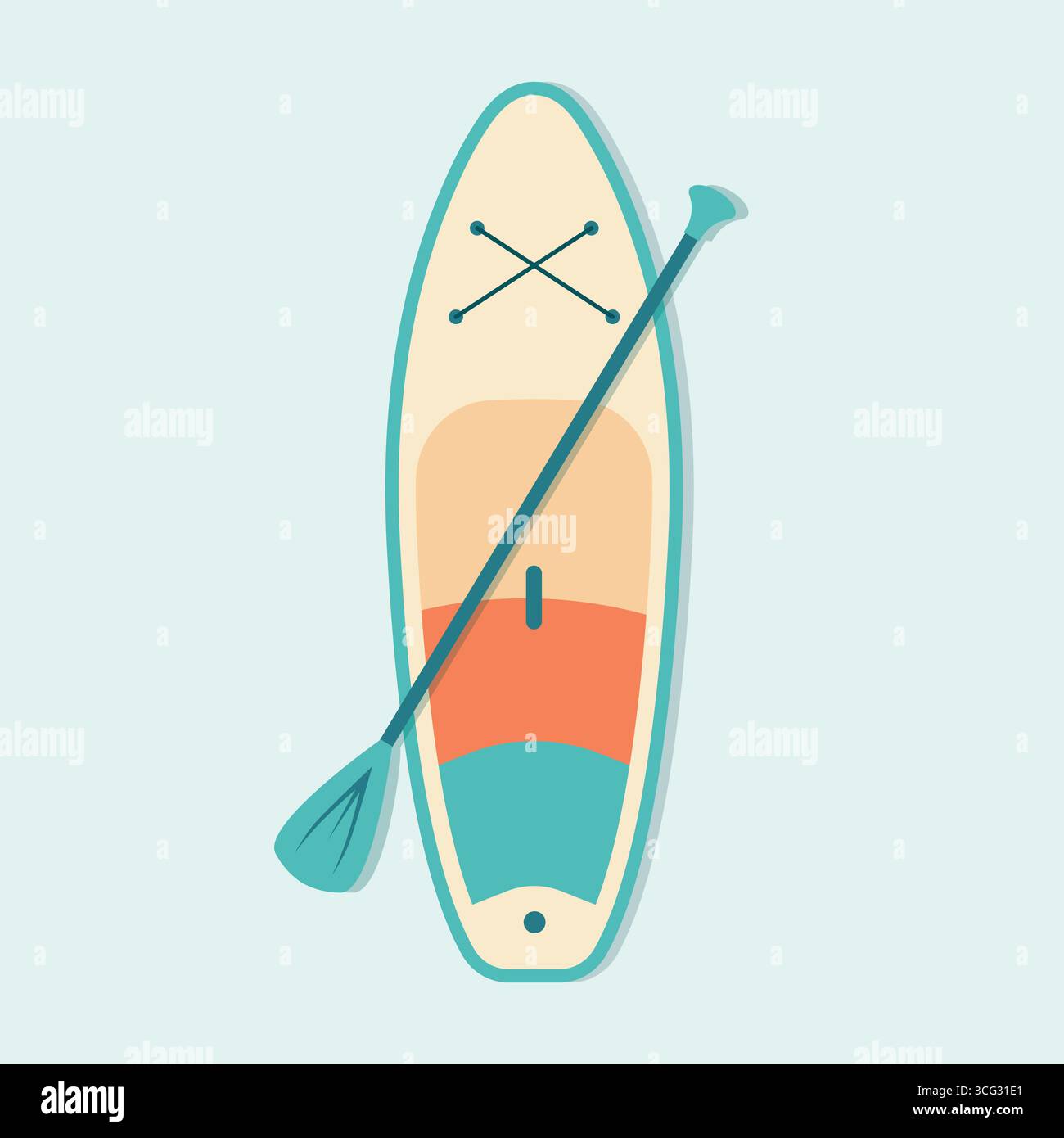 SUP (Stand Up Paddle) board and paddle icon - vector illustration Stock Vector