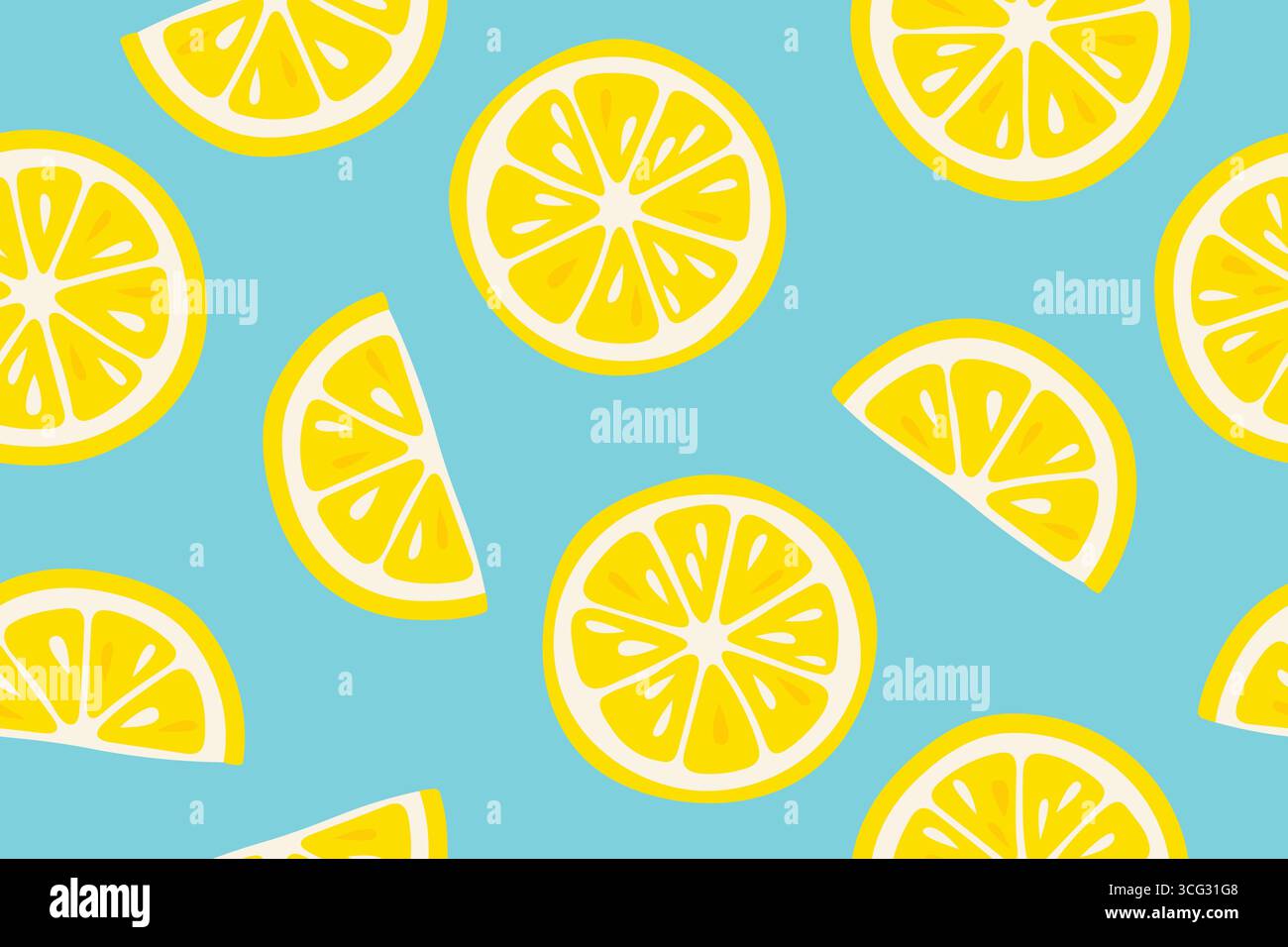 seamless pattern with lemon fruits slices - vector illustration Stock Vector