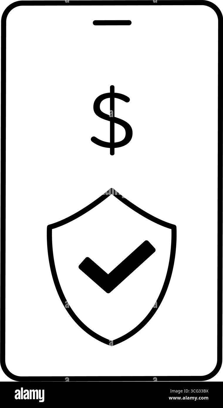 Line drawing smartphone bank safe Black and White Stock Photos & Images ...