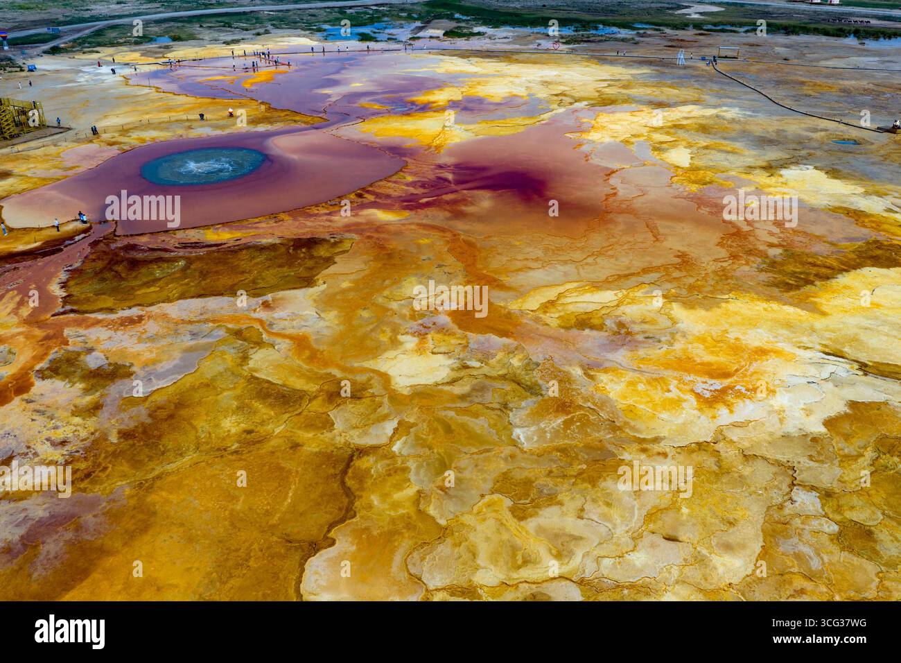 Aerial photo shows the 'Devil's Eye' - Aiken Spring in Haixi Mongol and ...